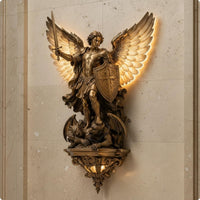 Archangel Michael Wall Sconce Bronze Tone Home Decor Antique Design