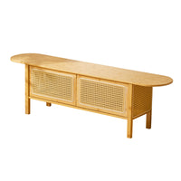 Bamboo and Rattan TV Cabinet, Simple Design for Small Apartments, Floor-Standing with Double Doors