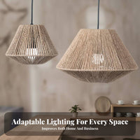 Woven Pendant Lampshade Handmade Woven Lamp Shade Rustic Design Paper Rope Ceiling Lamp for Cafe Owners, Dining Room, Restaurant, Kitchen Island