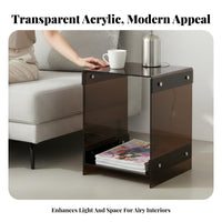 2-Tier Clear End Table Transparent Aesthetic Household Furniture for Party Hosts