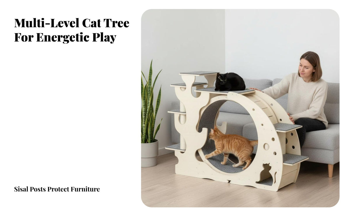 Hardwood Wood Design feline jogning Wheel Promotes Fitness Feline jogning Wheel long-lasting Construction Pet Furniture Stable Base for felines, Indoors, Play Area, Living Room, Home