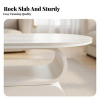 Dual-Level Oval Coffee Table Minimalist Design Household Furniture With Storage Shelf Small Space Solution