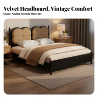 French Design Wooden Bed Sturdy Construction Solid Wood Foundation Bed No Box Spring Needed