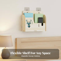 Adhesive Organizer Rack No-Drill Installation Wall Shelf Built-in Phone Holder