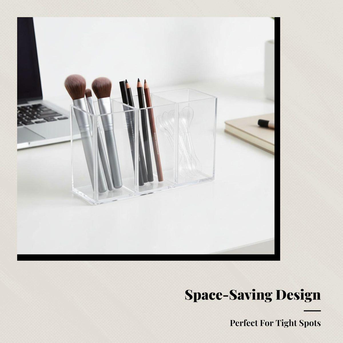 Acrylic Transparent Compartment Organizer, Small Makeup Holder for Mirror Cabinet, Lipstick, Eyebrow