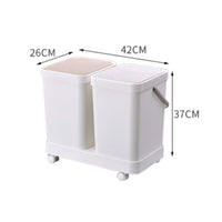 3-Compartment Trash Can Space Saving Wheeled Sorting Bin Lightweight for Home