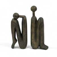 Abstract Figure Bookends Antique-Bronze Sculptures Heavy Duty for Home Office