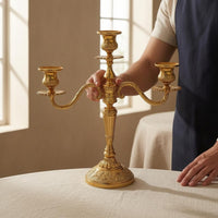 Ornate Candle Holder Elegant Design Rose Relief Candle Holder Shiny Finish