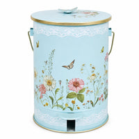 Lidded Metal Trash Can Handsat Home Storage Round Lid for Outdoor
