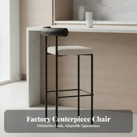 Upholstered High Stool with Supportive Restrest Utilitarian Look Bar Chair Designer-Look Modern Minimalist for Adults
