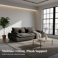 Retro Design Deep-Seat Luxurious Settee High-Density Foam Support Sofa Heavenly-Like Comfort Living Room Furniture Multi-Layer Filling for Apartment Dwellers, Homeowners, Lounge Area, Lounging, Movie Nights, Bedroom