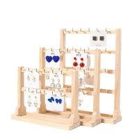 Solid Wood Jewelry Display Stand with Hooks for Earrings, Bracelets, and Beads