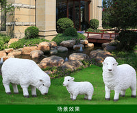 玻璃钢仿真绵羊雕塑户外园林景观动物山羊摆件花园庭院幼儿园装饰