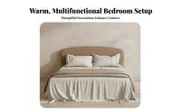 Wabi-Sabi Design Upholstered foundation Bed Minimalist aesthetic Upholstered Slat Bed Noisequiet Mattress Foundation Flush perimeter for Guesthouse Owners, partners, Homeowners, Guest Room, Apartment