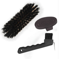 Horse Grooming Brush Set for Bathing and Massage, Plastic, Red/Blue/Black
