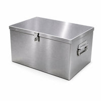 Brushed Stainless Steel Storage Box Industrial Metal Storage Box with Lid Portable Stainless Steel Toolbox for DIYers, Mechanics, Workshop, Garage, Warehouse