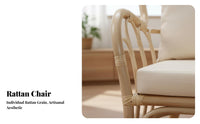 3 Pieces 3-Piece Rattan Breakfast Set Comfortable Padding 3-Piece Seating Group Pastoral Design Easy to Clean for Adults