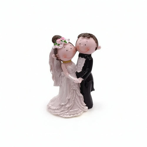 Bride and Groom Figurine Glossy Tabletop Ornament Cartoon-Style for Newlyweds