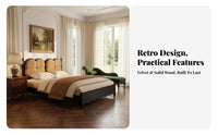 French Design Wooden Bed Sturdy Construction Solid Wood Foundation Bed No Box Spring Needed