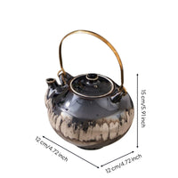 Metal Accents Tea Vessel Lid Ceramic Teapot Table Ornament for Display