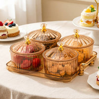 Snack Tray with Lid Plastic 6 Compartment Serving Tray Luxury Look for Party
