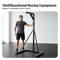 Sturdy Construction Freestanding Striking Bag Stand 2 in 1 Boxing Training Station Freestanding Boxing Training Center for Fitness Enthusiasts, Professional Athletes, Home Gym, Workout, Garage, Basement