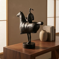 Horse Equestrian Figurine Decorative Equestrian on Horse Sculpture Standing Home Decor
