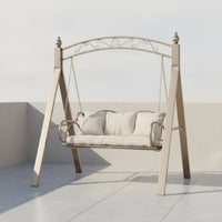 Swing Bench with Arch-Supported Base Freestanding Outdoor Swing Bench Metal Furniture for Couples, Homeowners, Garden, Backyard, Balcony