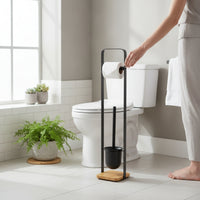 Bathroom Tissue Holder with Toilet Brush Space-Saving Organizer Sturdy