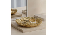 Gilded Leaf Tray Golden Finish Gold Decorative Tray Versatile Decorative Resin Plate for Desktop, Entryway, Washroom