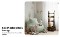 360° Rotating Revolving Book Shelf Mobile Design Kids' Furniture Large Capacity Bookcase Lockable Casters for Children, Toddlers, Playroom, Nursery, Study Room, Bedroom