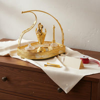 5 Pieces Ornate Scent Tray Set Luxury Golden Finish Scent Burner Set Decorative Scented Chips Burner