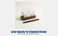 Wooden Business Card Holder, Walnut & Beech, Geometric Design, Large Capacity Desktop Organizer