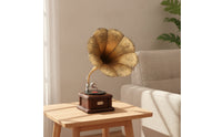Phonograph Ornament with Golden trumpets Decorative Gramophone with Speaker Classic Player for Photo Props, Office Desk