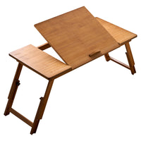 Foldable Bamboo Rattan Bedside Table, No Assembly Required, Natural Color, 50cm