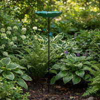 Bird Bath Stake Iron Garden Ornament Sturdy
