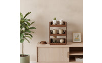 Wooden Countertop Organizer Sturdy 3-Tier Wooden Rack Multi-Use Stepped Storage Shelf for Coffee Lovers, Kitchen Counter