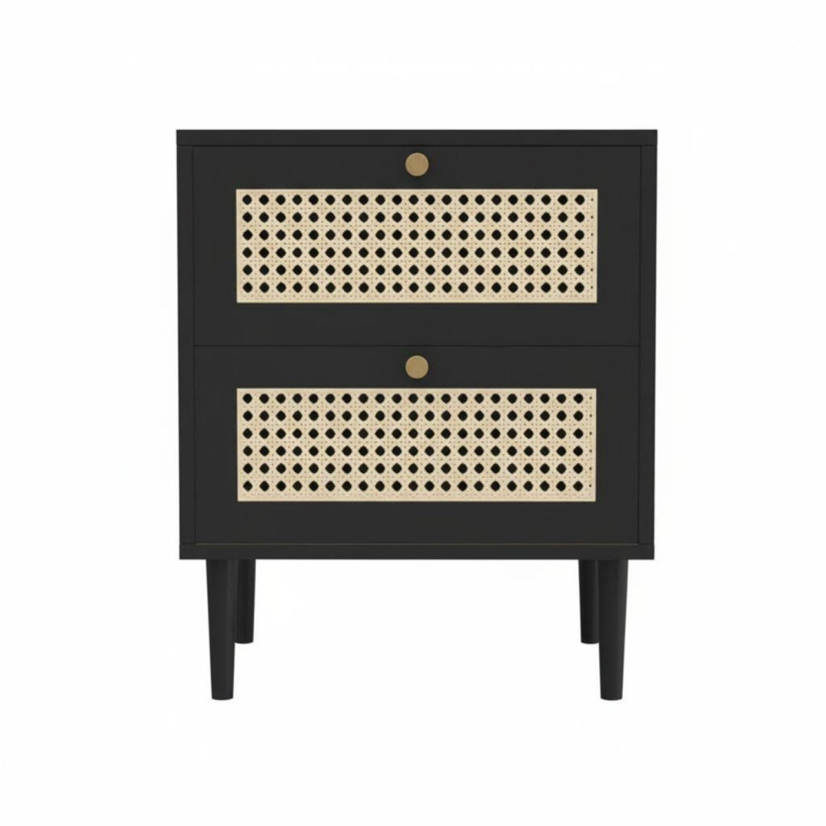 2-Drawer Woven-Front Cabinet Compact Size 2-Drawer Storage Stand Multi-Purpose