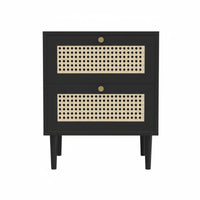 2-Drawer Woven-Front Cabinet Compact Size 2-Drawer Storage Stand Multi-Purpose
