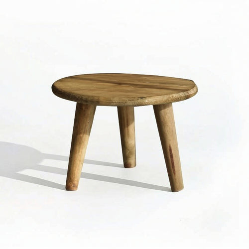 Three-Legged Stool Natural Finish Round Stool Rounded for Plant Stand