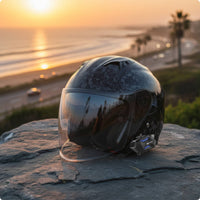 Carbon-Fiber Look 3/4 | Glossy, Helmet with communication system, for Daily Commuting