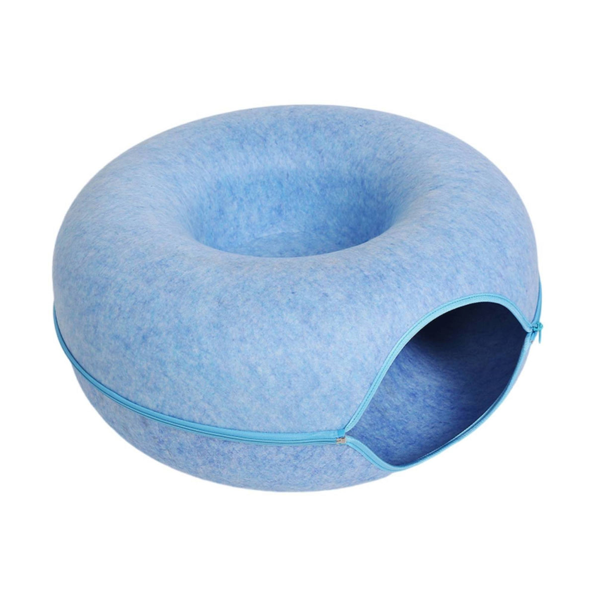 Semi-Enclosed Donut Cat Cave Easy to Clean Felt Cat Bed Cozy Hideaway Washable for Apartment