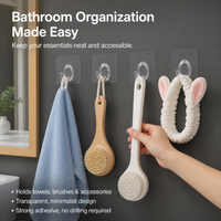 Wall Hooks for Australian Renters, 5kg Heavy Duty Clear Adhesive Hooks, 7x7cm No Drill Round Hooks for Kitchens, Bathrooms & Office