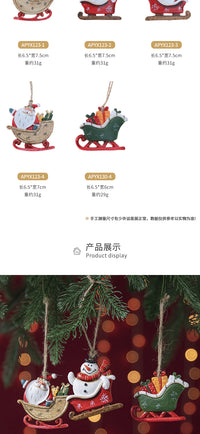 港恒圣诞树装饰配件雪橇挂件圣诞节装饰品diy吊饰圣诞雪人挂饰