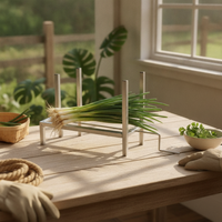 Adjustable Vegetable Tying Rack tubulars Steel Metal Vegetable Bundler Open-Bottom Design Crank-Adjust Bundling Stand