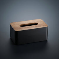 Tissue Box for Modern Minimalist Home Decor, Rectangular Tissue Box Holder with Fixed Wooden Lid, Blue Napkin Holder for Home Office, 5x12x8.5cm