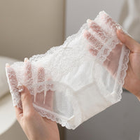 Women's Lace Trim Knickers Multipack with Gusset, Ice Silk Brazilian Ladies with Low Rise Design, Moisture Wicking