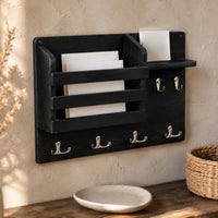 Key and Mail Holder Space Saving Wall Shelf with Hooks Easy to Install