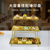 工厂直销不锈钢锤印三层展示架自助餐锤点水果架宴会下午茶点心架