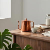 Copper Coffee Pot Portable Coffee Pot with Lid Leak-Leakproof for Kitchen